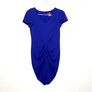 MISS SIXTY M60 Gathered Ruched Bodycon Mini Dress Cap Sleeve Royal Blue Size 10